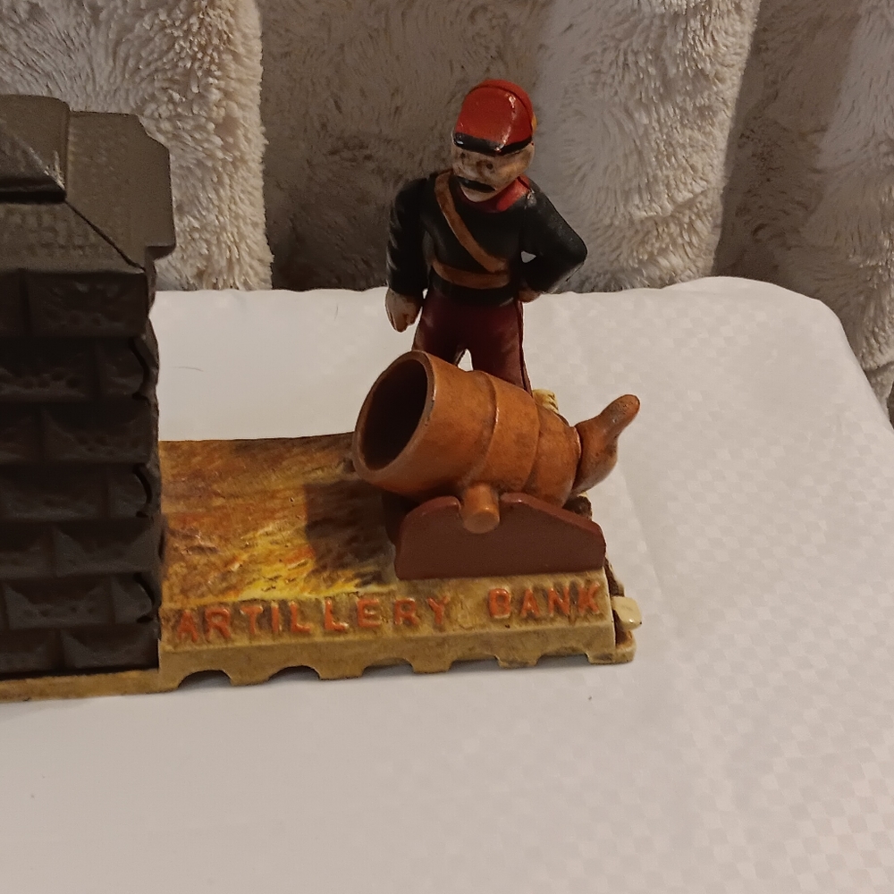 Cast iron mechanical bank " artillery bank"